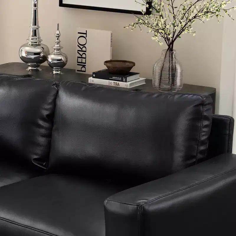 GDFStudio Arvin 112 Modern 3-Seat Faux Leather Upholstered Sectional Sofa with Ottoman