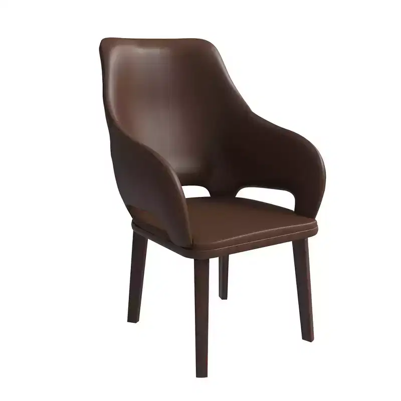 Vivara Collection Leather Dining Chair with Rubberwood Base and Padded Seat and Back, Modern Accent Chair for Dining Rooms