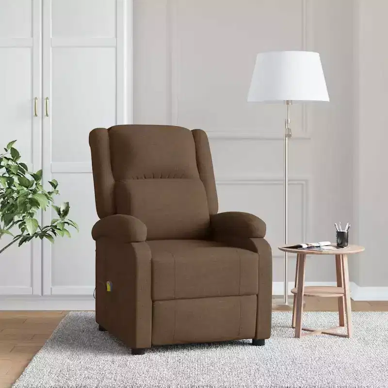 vidaXL Massage Chair Cream Polyester fabric and metal Medium