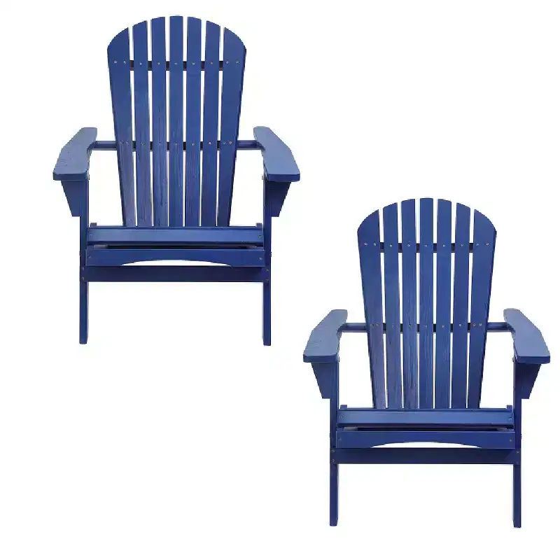 Grand Collection Folding Large Size Adirondack Chair Pine Wood, Navy Blue