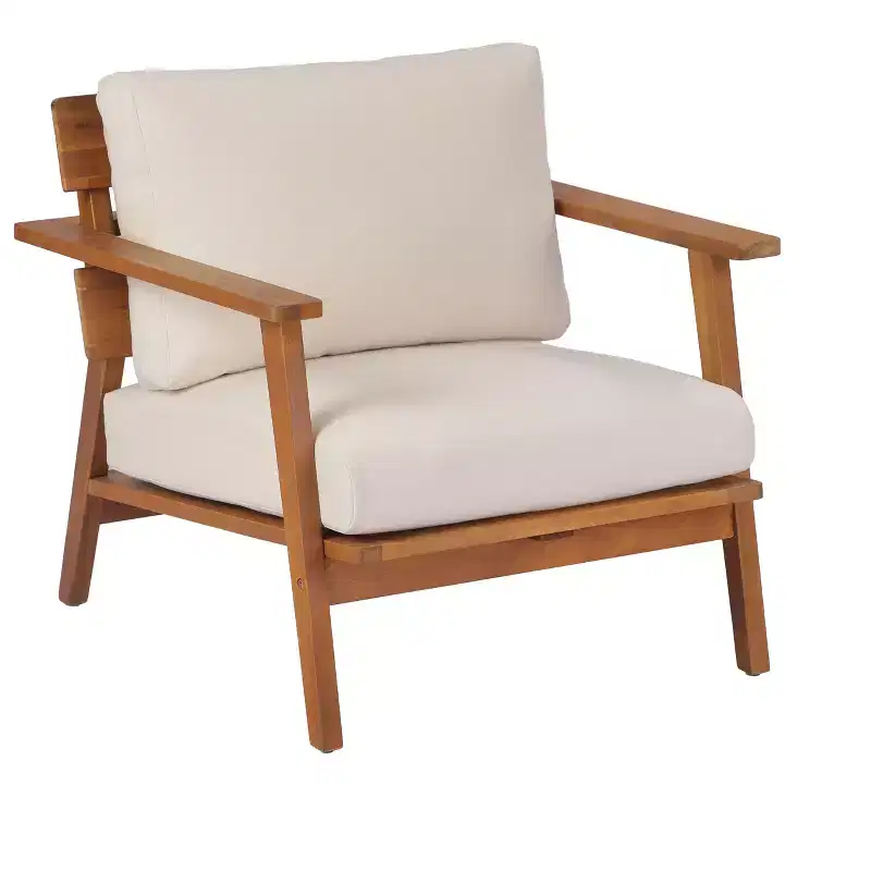 2/4pcs Outdoor Sofa Set Patio Conversation Set Outdoor Furniture Set Seating Set with Coffee Table, Chair, Loveseat & Cushions,Teak+Beige - ModernLuxe