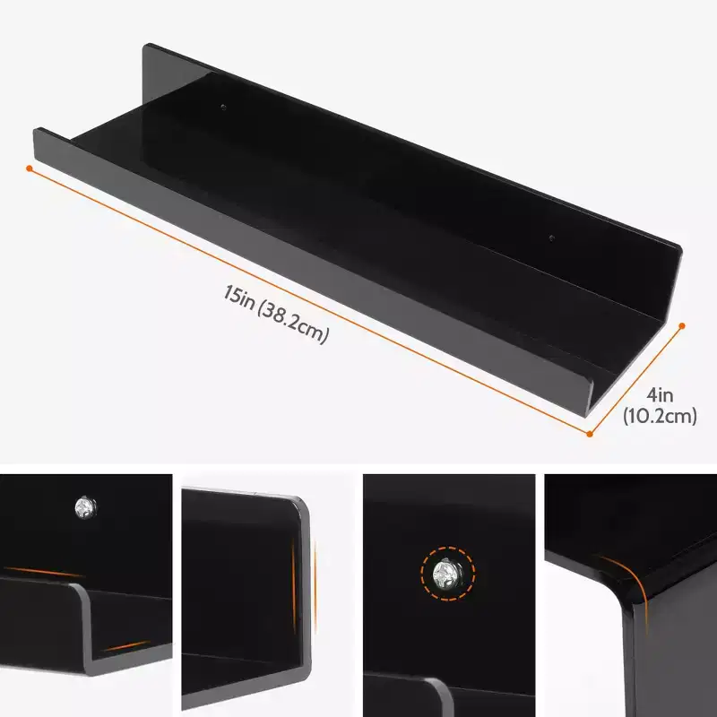 Acrylic Waterproof Wall Floating Shelf, 15x4x2 Inch, 8.8 lbs Capacity