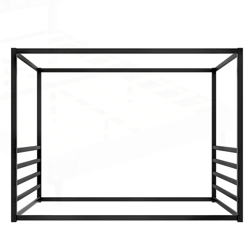 Iron House Bed Frame with Side Guardrails – Full / Queen / Twin