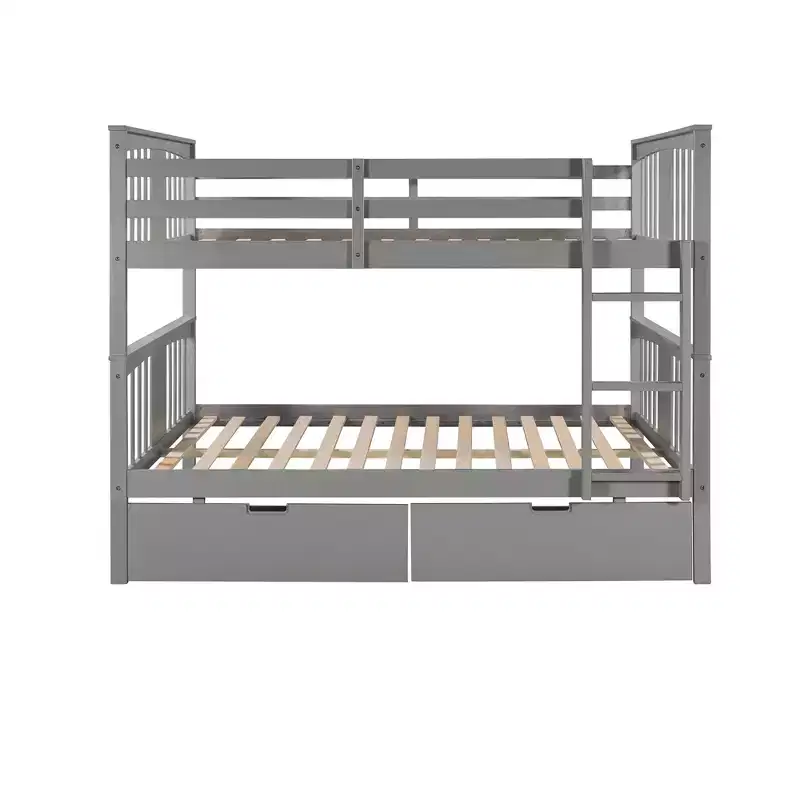 Luxystar Modern Full over Full Bunk Bed with 2 Drawers