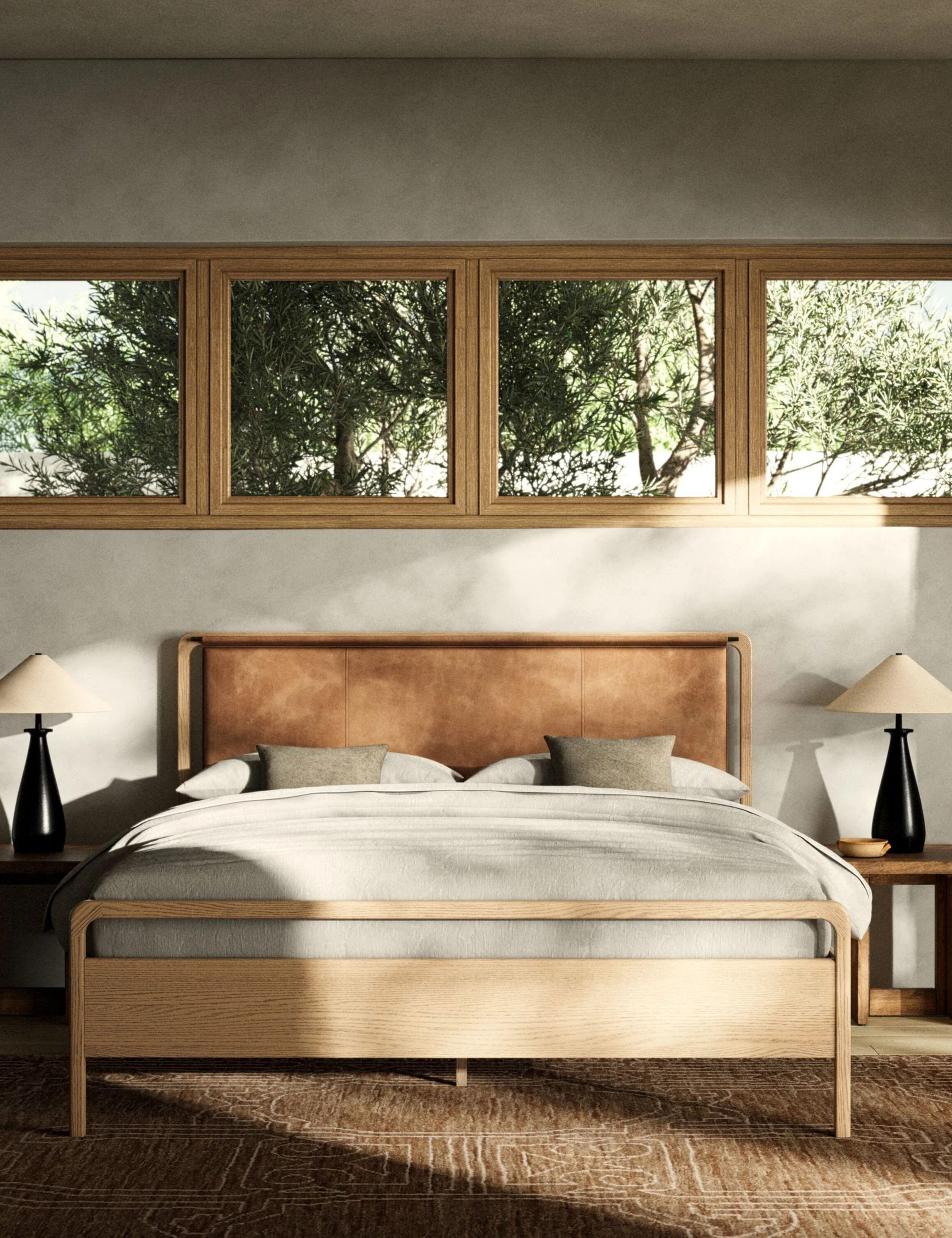 Bed Taking its inspiration from leather sling chairs, this bed frame is a clean-lined and completely unique focal point in your master bedroom
