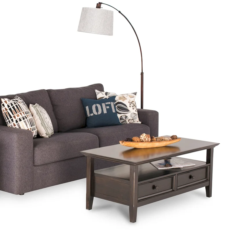WYNDENHALL Halifax SOLID WOOD 44 inch Wide Rectangle Transitional Coffee Table in Hickory Brown - Hickory Brown