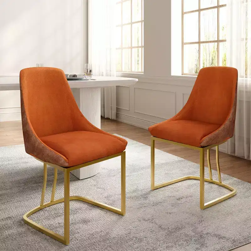 CLIHOME Set of 2 Modern High Back Dining Chair with Metal Legs