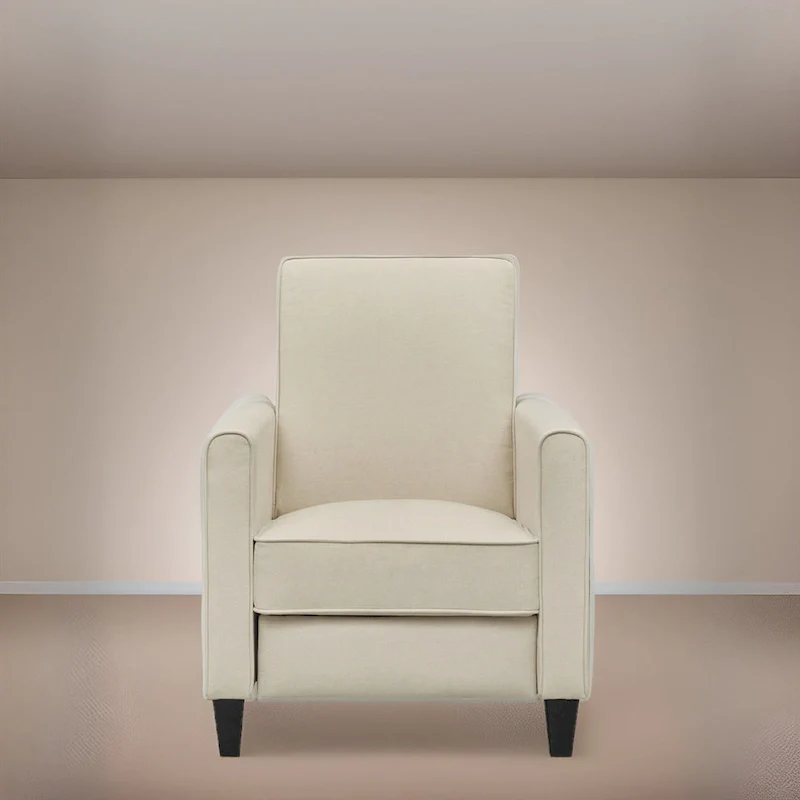 Pushback Recliner Chair with Adjustable Footrest and Padded Armrests