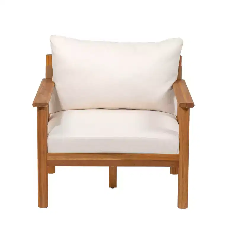Christopher Knight Home Chalida Modern Acacia Wood Patio Club Chair with Cushion