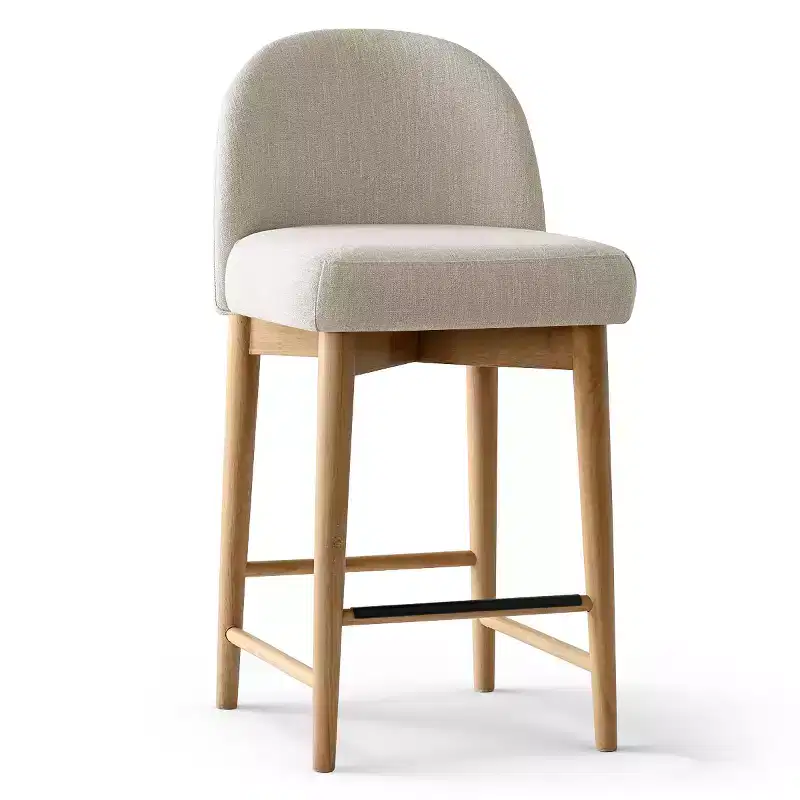 Set of 4 Modern Linen Upholstered Counter Height Bar Stools, 25.5 Kitchen Island Chairs withSolid Wood Legs for Dining or Kitchen-Panipeachy