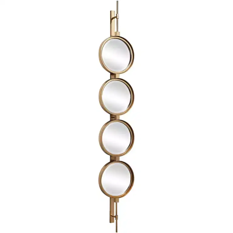 Vanity Accent Wall Mirror, Modern Beveled Gold Leaf, Striking Iron Frame, 10 Wide for Bathroom Bedroom Living Room