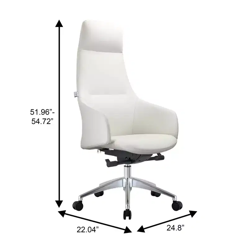 LeisureMod Celeste High-Back Leather Office Chair with Headrest - Modern Iron Frame Swivel & Tilt Executive Desk Chair