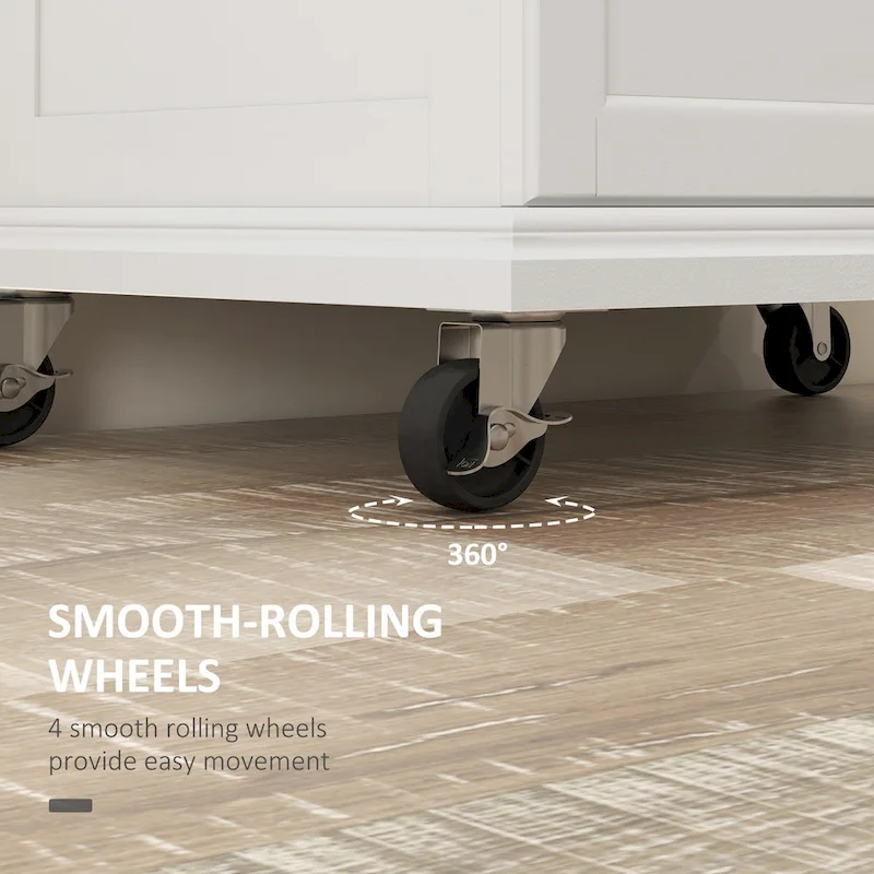 Kitchen Island on Wheels, Rolling Kitchen Cart with Stainless Steel Countertop, Drawer, Gray