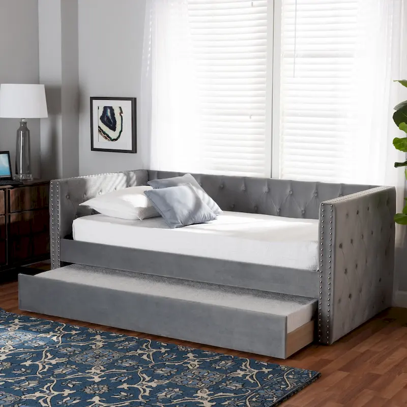Larkin Modern Velvet Fabric Upholstered Daybed with Trundle