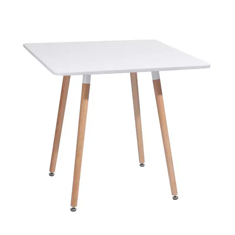 32 White and Natural Wood and Solid Wood Square Dining Table