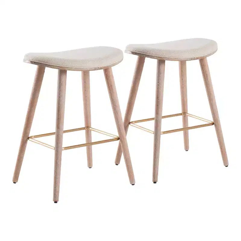 Set of 2 26 Saddle Counter Height Barstools with Faux Leather - LumiSource