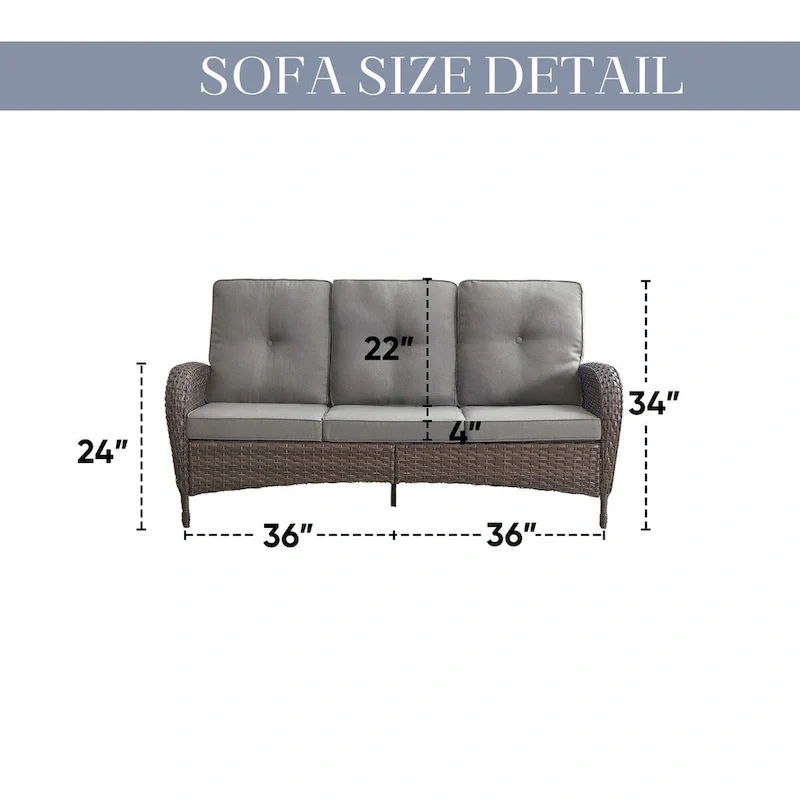 Patio 3-Seat Sofa, 2 Swivel Chairs, 2 Club Chairs, 2 Ottomans - Brown