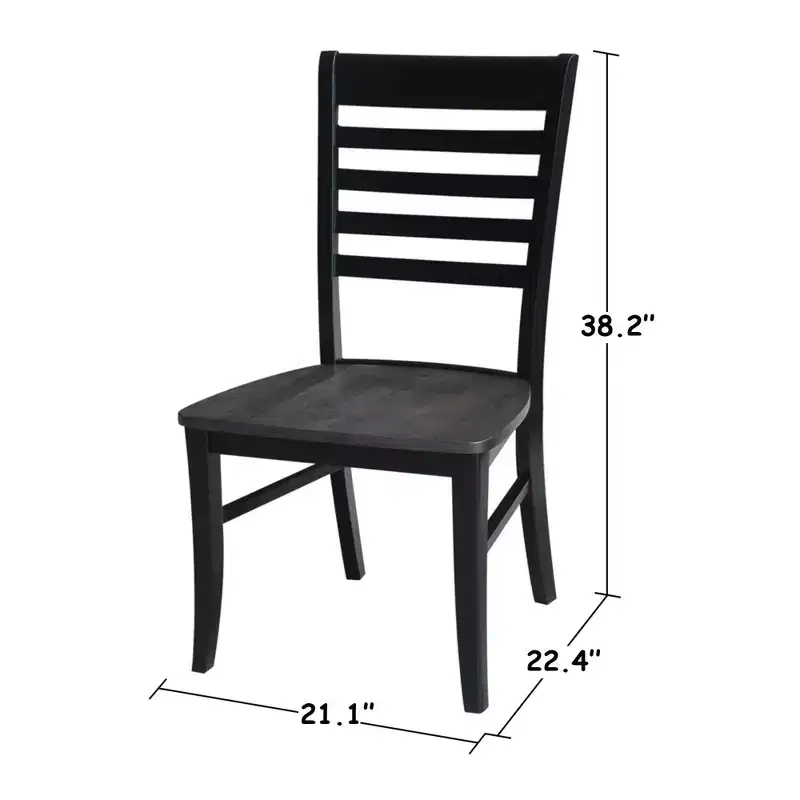 Set of 2 Cosmo Roma Ladderback Chairs Coal Black/Black - International Concepts