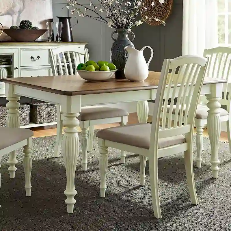 The Gray Barn Cumberland Creek Nutmeg & White Rectangular Leg Table