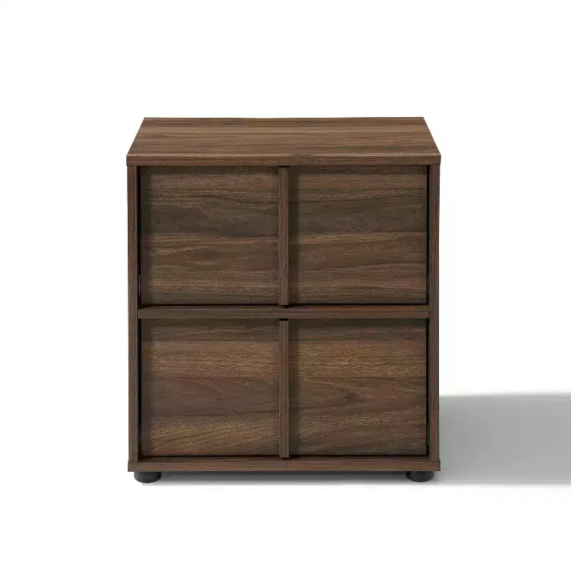 LuxenHome 21.65 Walnut Nightstand & End Table with Two-Drawer Storage in Durable Manufactured Wood Brown