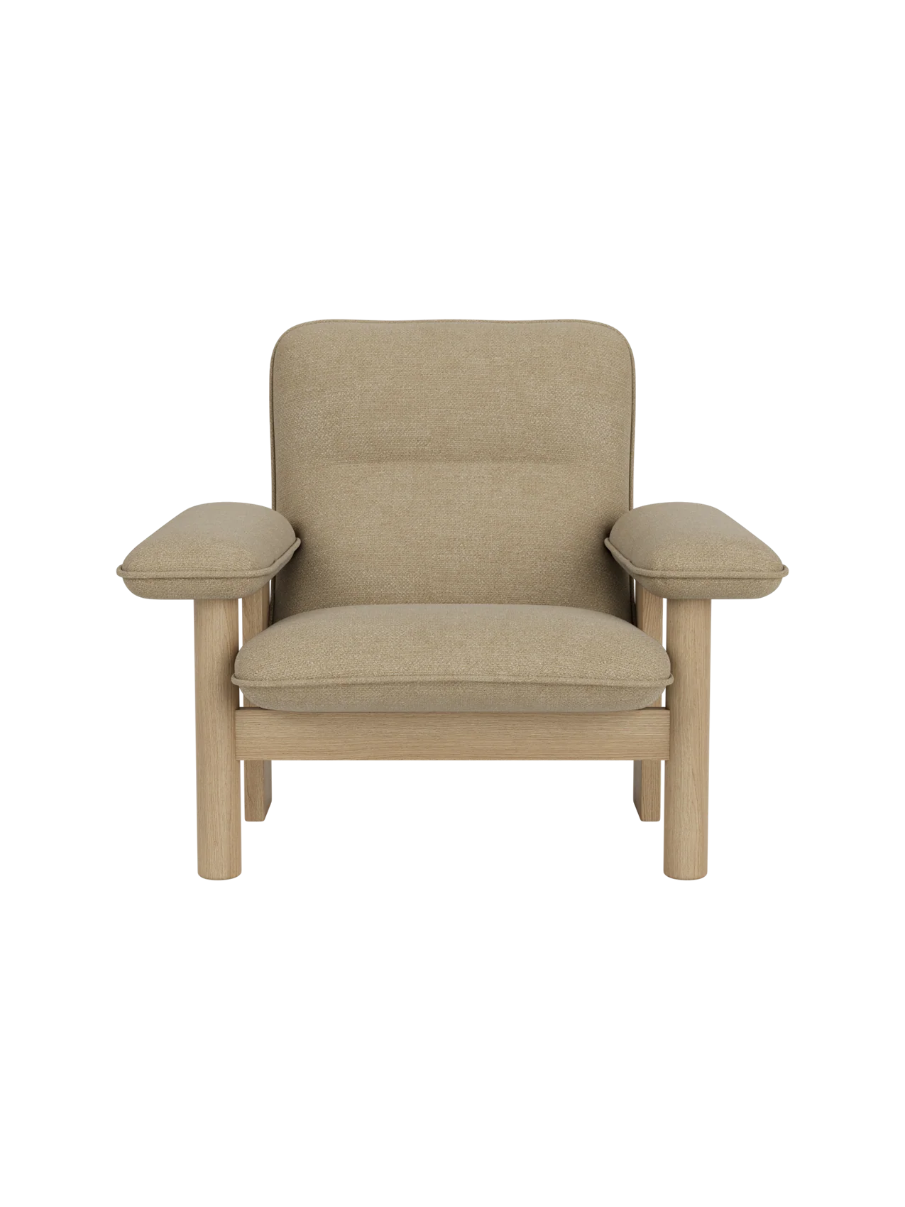 High Back Lounge Chair in Textile Solid Wood Frame, Exaggerated Armrests
