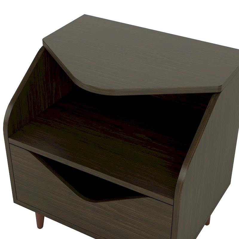 DH BASIC Mid-century Modern 20-inch 1-Shelf and 1-Drawer End Table by Denhour