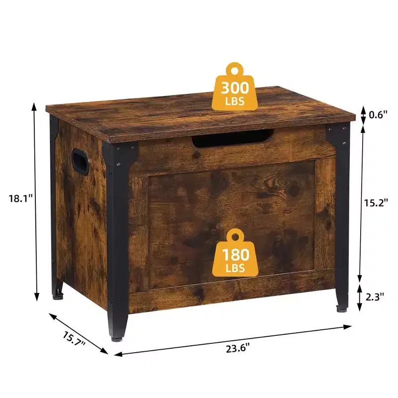23.6L Storage Chest with Lift-Top & 2 Safety Hinges, Sturdy Entryway Storage Bench, Multi-Functional Shoe Bench