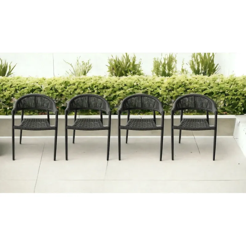 Set of Four 22 Gray Aluminum Outdoor Arm Chair