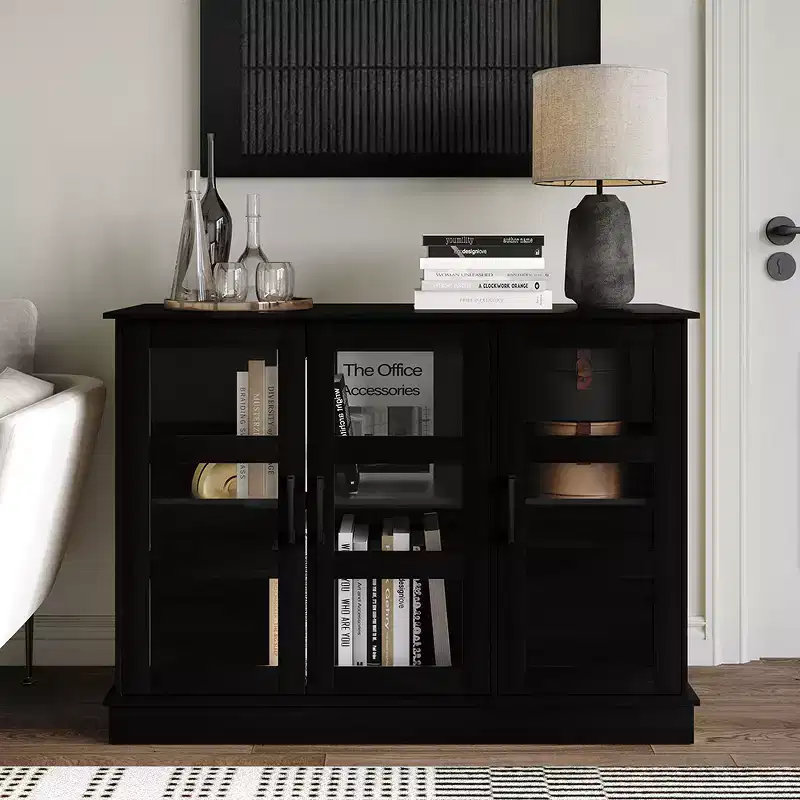 Modern Wood Sideboard Buffet Cabinet with Storage Doors for Dining Room