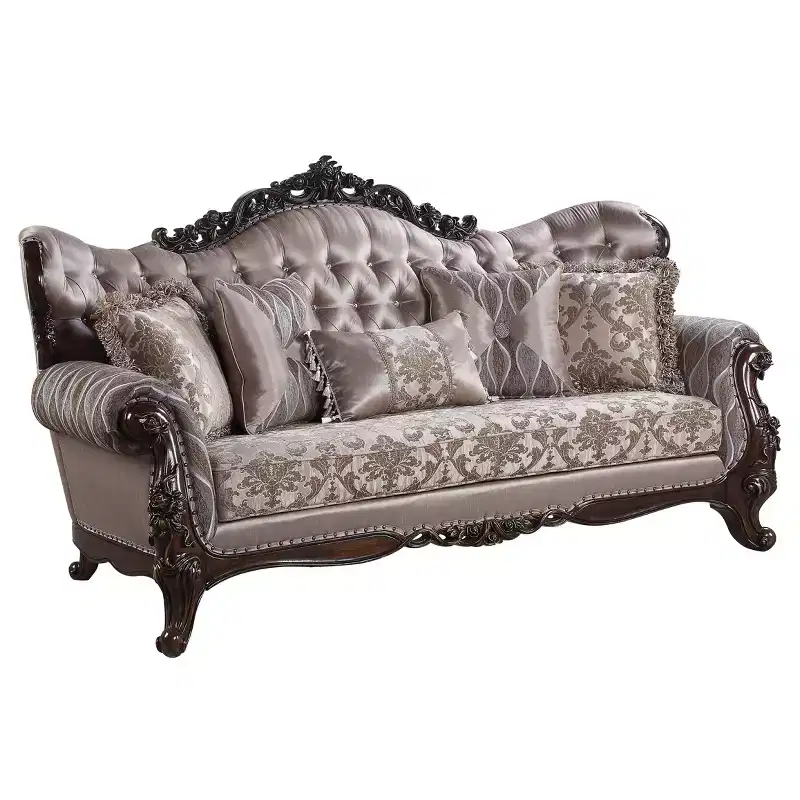 92"Sofa Fabric and Antique Oak Finish