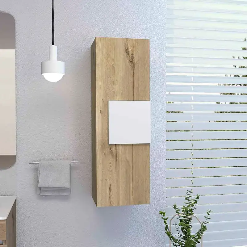 Medicine Cabinet Artic, Three Shelves, Single Door, White / Light Oak Finish