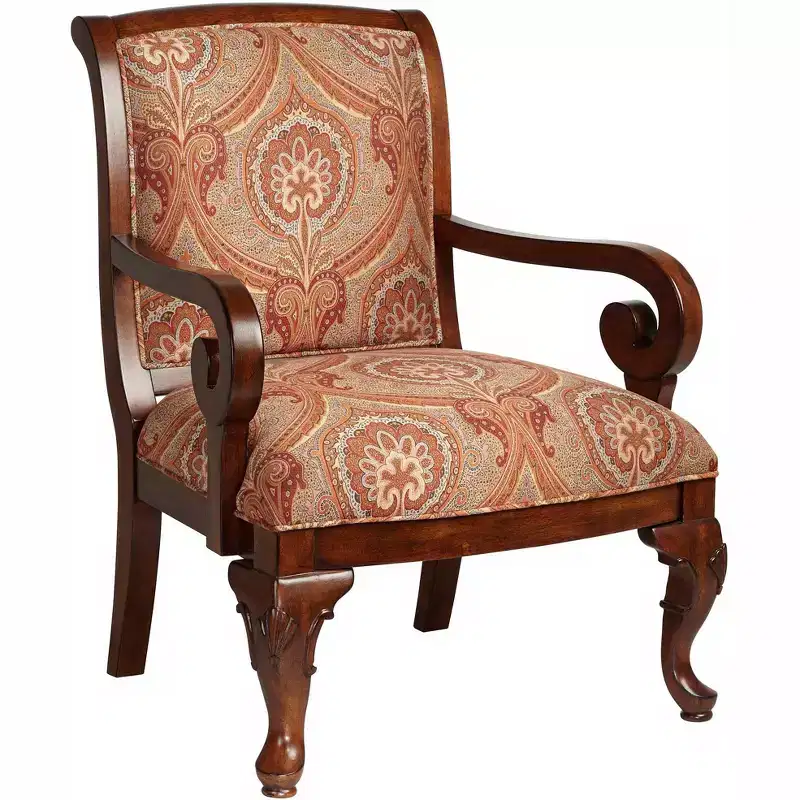 Kensington Hill Diana Wood and Red Upholstered Accent Chair