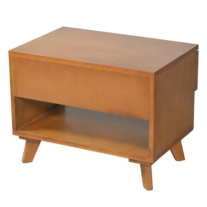 Christopher Knight Home Vasilisa Mid-Century Modern Rubberwood Nightstand with 1 Drawer and 1 Open Shelf