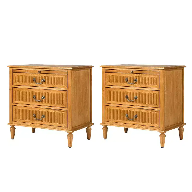 Herlinda 3-Drawer end table with Built-In Outlet Set of 2|ARTFUL LIVING DESIGNS