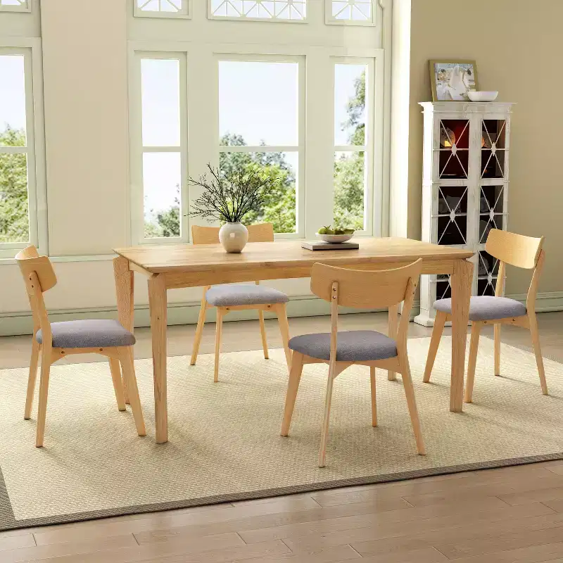 Christopher Knight Home Adrian Mid-Century Modern 5-Piece Wood Dining Table Set with Upholstered Dining Chairs