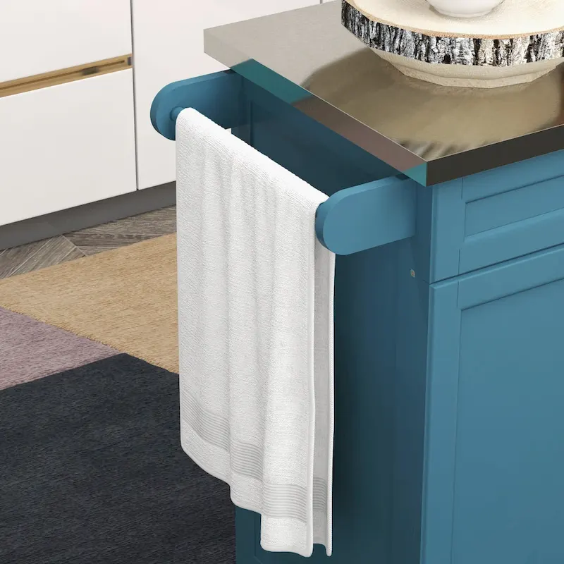 Kitchen Island on Wheels, Rolling Kitchen Cart with Stainless Steel Countertop, Drawer, Gray