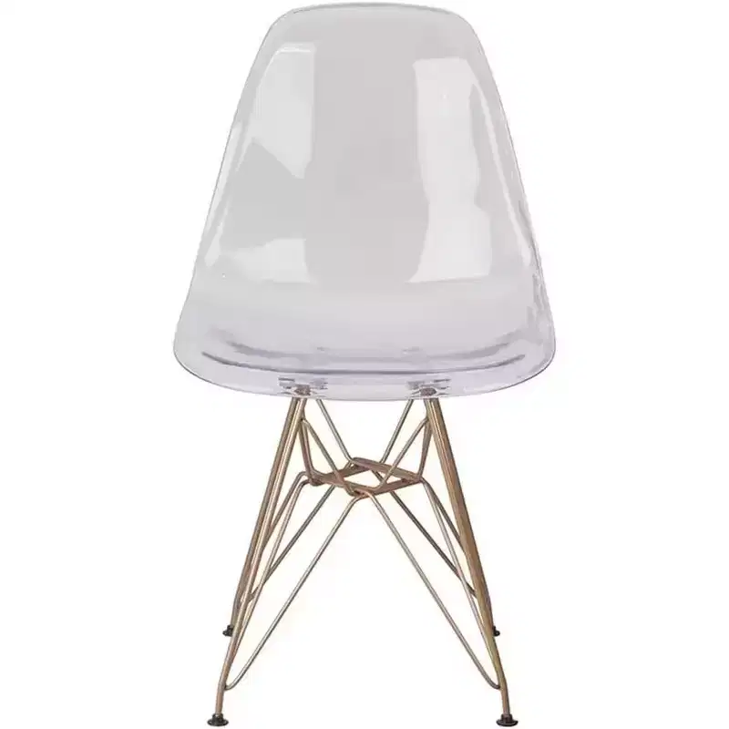 Okak Elegent Dining Chairs Set of 2, Kitchen Chairs with Golden Legs and Clear Seat, Modern Dining Chairs for Living Room, Dining Room, Gold+Clear