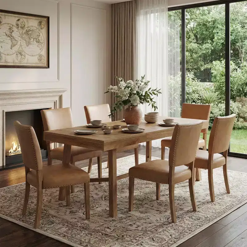 70.9 Rustic Farmhouse Dining Table, 6-8 Seater Kitchen Table, 300 lbs Capacity MDF Table, Multifunctional for Home Office & Conference Use
