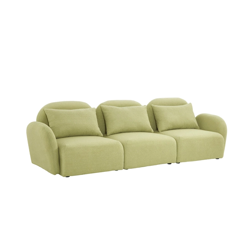 Living Room Furniture Three Seat Lazy Sofa Teddy Fabric White