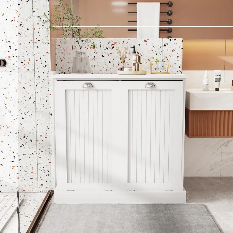 MDF 2-Compartment Tilt-Out Laundry Sorter Cabinet 33