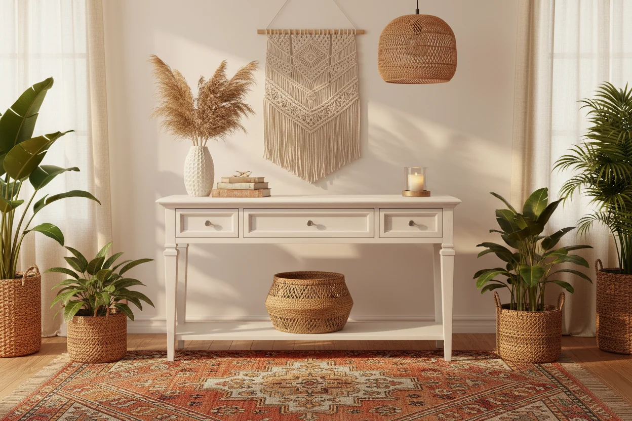 50 Traditional Sofa Table with Storage and Shelf - Alabaster White Pine