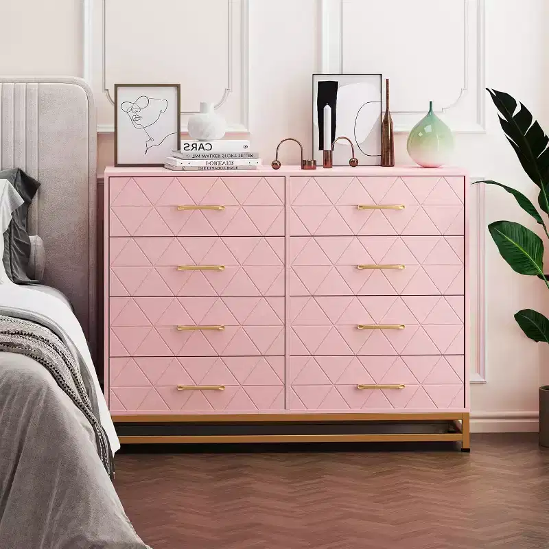 Dresser with 8 Drawers for Bedroom Large Storage Tower Wooden Chest of Drawers with 8 Storage Drawer for Bedroom Wide with Drawer Organizer Dresser