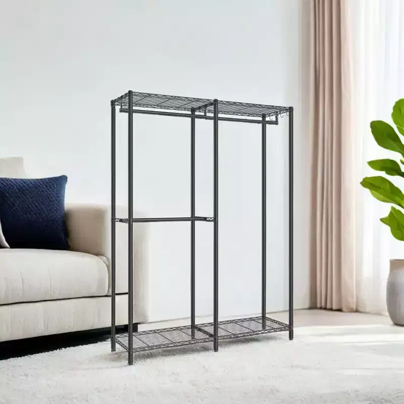 Heavy-Duty Metal Garment Rack Freestanding Wardrobe Closet, 47.2x70.9