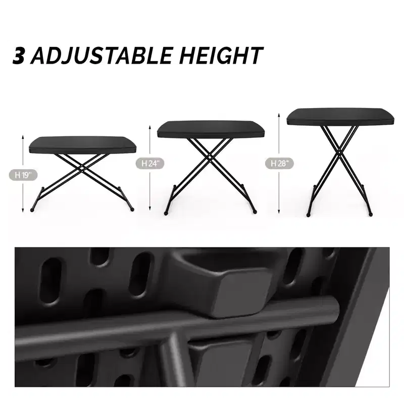 Plastic Folding Patio Table with Adjustable Height 30''x20''