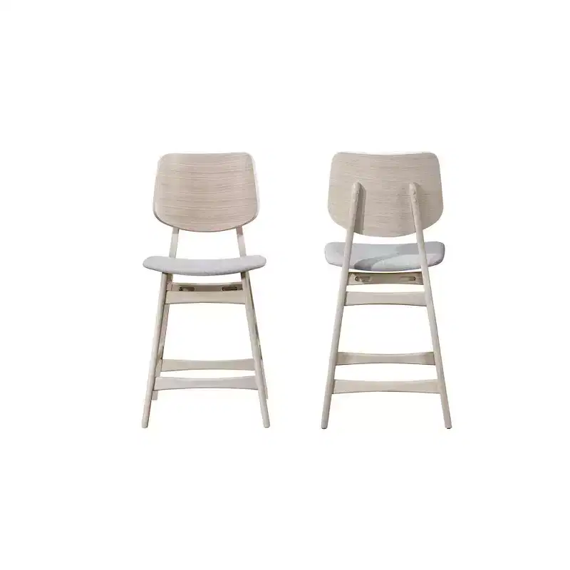 New Classic Furniture,Oscar Wood Counter Dining Chairs in White Ash (Set of 2)