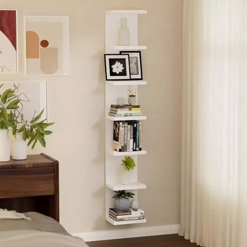 White 7-Tier Floating Wall Shelf, Single