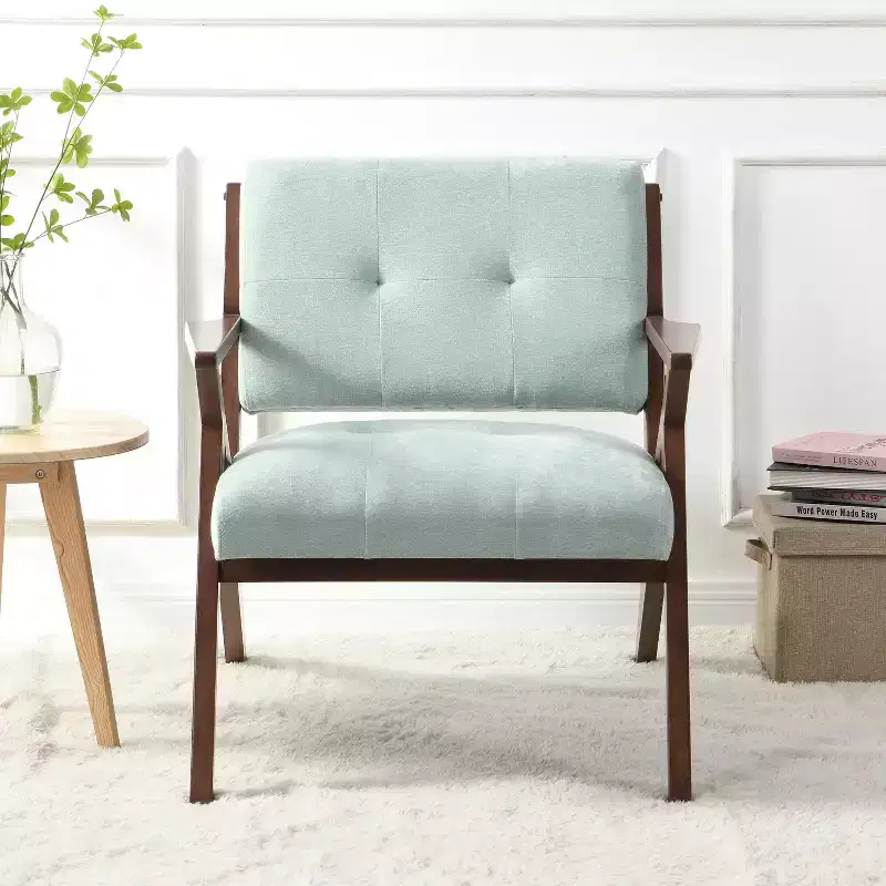 30-Inch Mid-Century Modern Accent Chair with Plush Cushions, Solid Wood Frame, for Cozy Seating