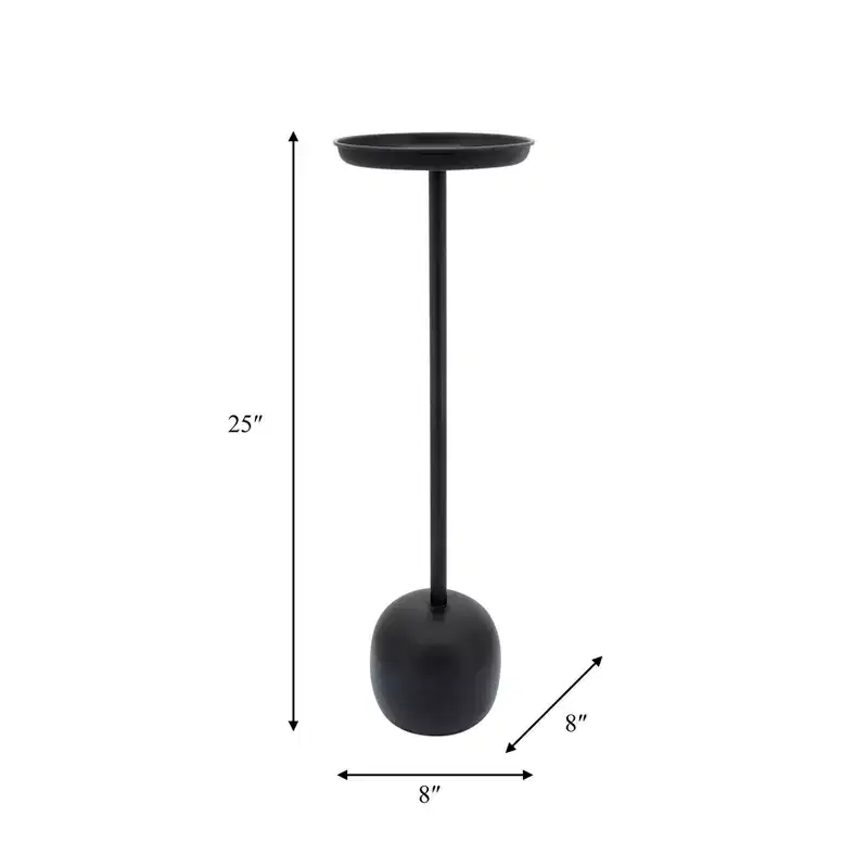 Sleek End Table, Side Table, or Small Table Stand for Home Decor - Metal Night Stand with Round Tray Top for Bedroom or Living Room Decor - 26 Black