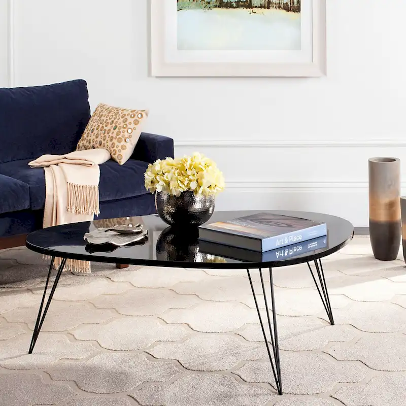 SAFAVIEH Louann Oak Finish/ Black Coffee Table - 44 x 31.5 x 15.6 - 44Wx32Dx16H