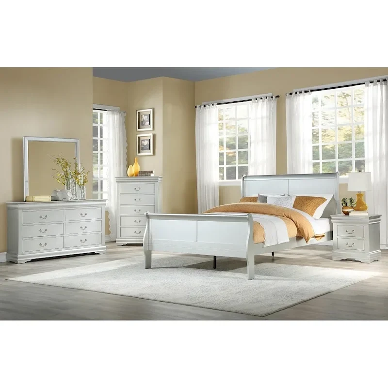 Twin Size Transitional Solid Wood Bed with Strong Slat Support